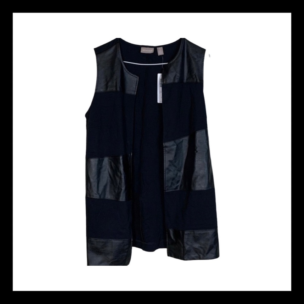 NWT  Chico's Long Black Open Vest Women's Large